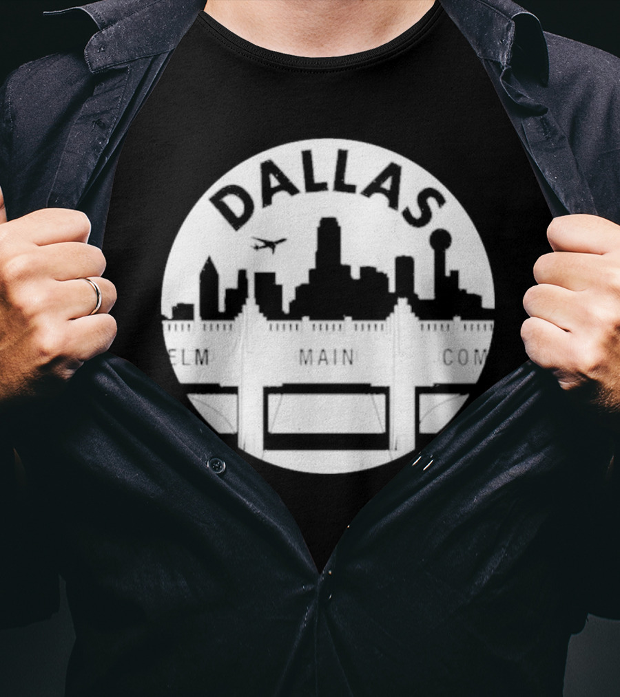 Triple Underpass Elm Main Commerce Dallas Skyline T-Shirt