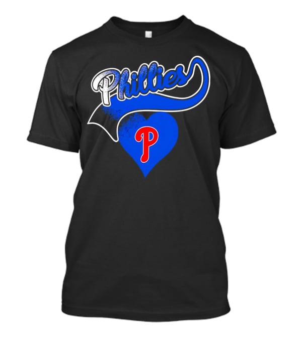 Phillies Heart Blue P Logo Baseball T-Shirt