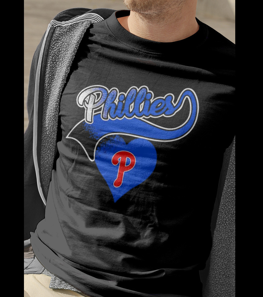 Phillies Heart Blue P Logo Baseball T-Shirt