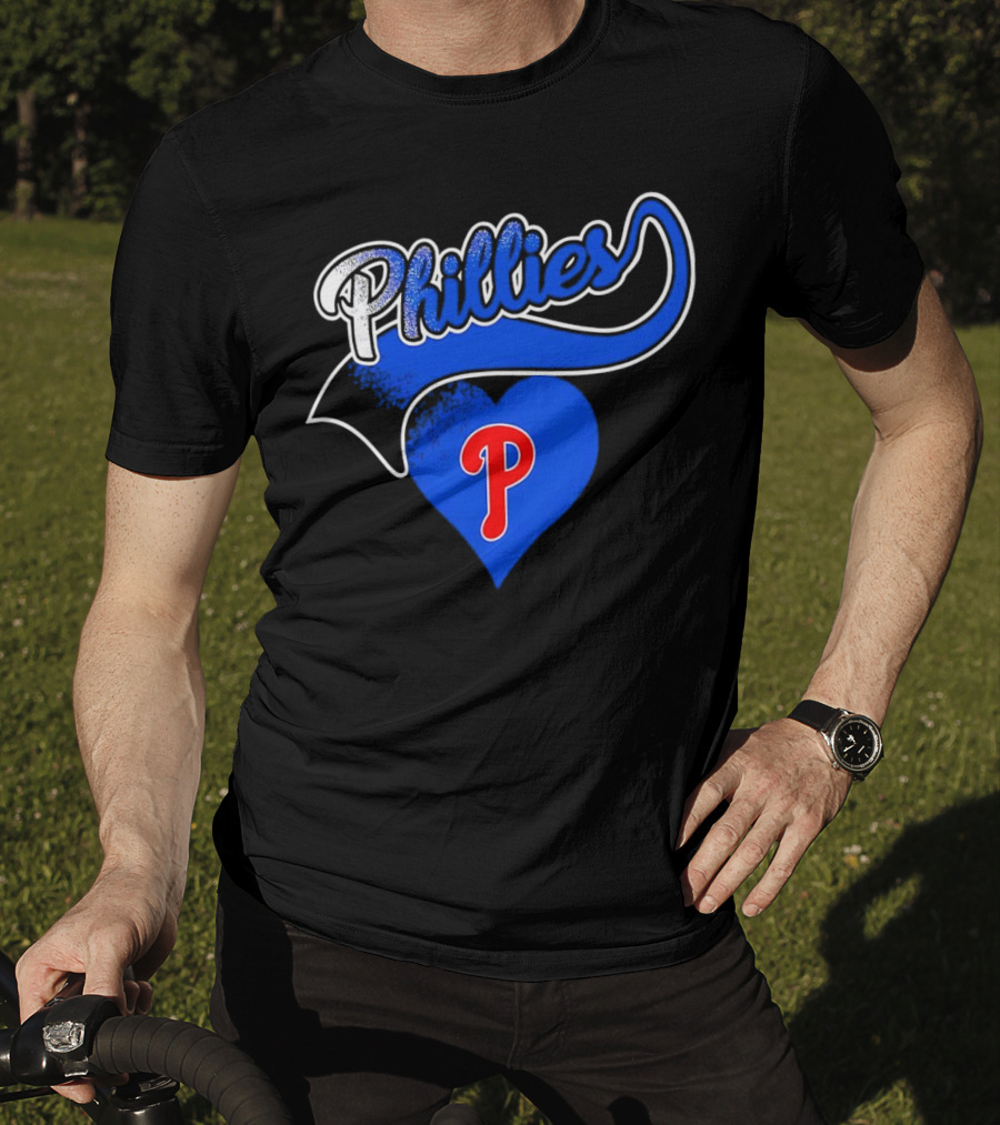 Phillies Heart Blue P Logo Baseball T-Shirt