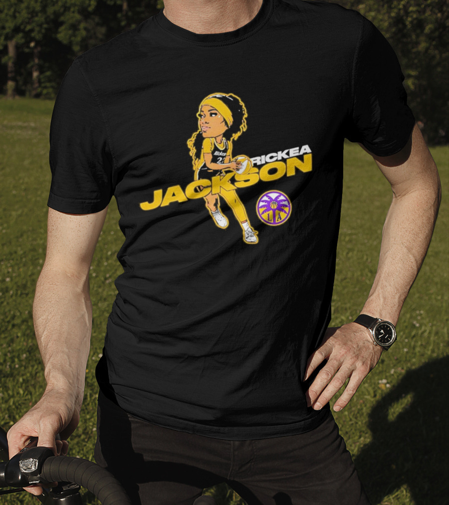 Rickea Jackson LA Basketball Player Icon In Yellow And Black T-Shirt