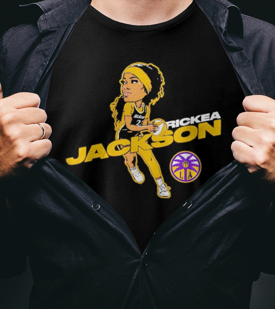 Rickea Jackson LA Basketball Player Icon In Yellow And Black T-Shirt