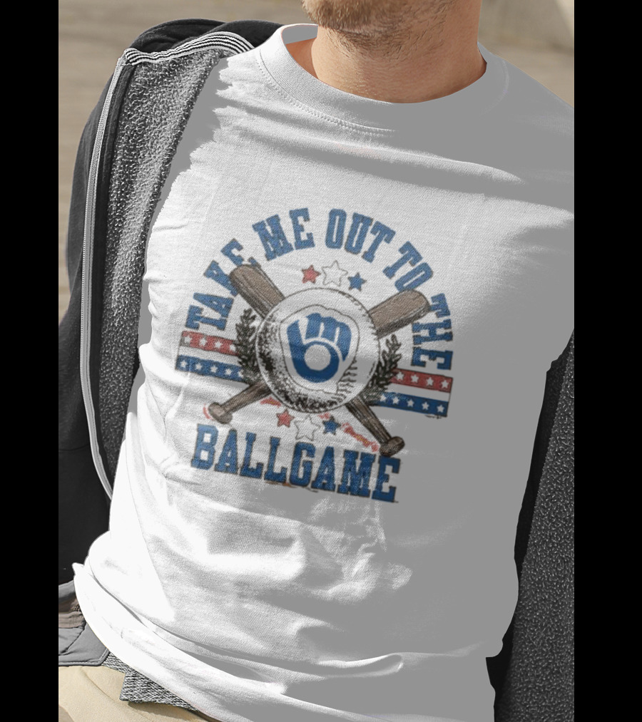 Milwaukee Brewers Take Me Out To The Ballgame Retro Baseball T-Shirt