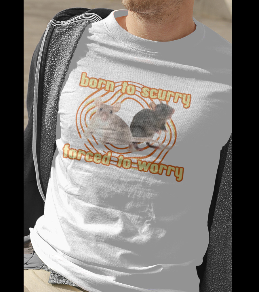 Born To Scurry Forced To Worry With Two Rats And Swirling Background T-Shirt