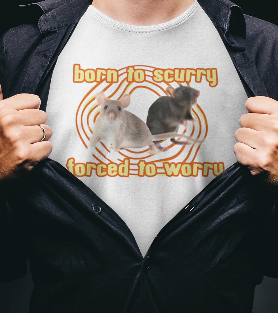 Born To Scurry Forced To Worry With Two Rats And Swirling Background T-Shirt