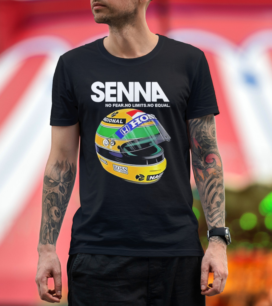 SENNA No Fear No Limits No Equal Honda Racing Helmet BOSS Nacional T-Shirt