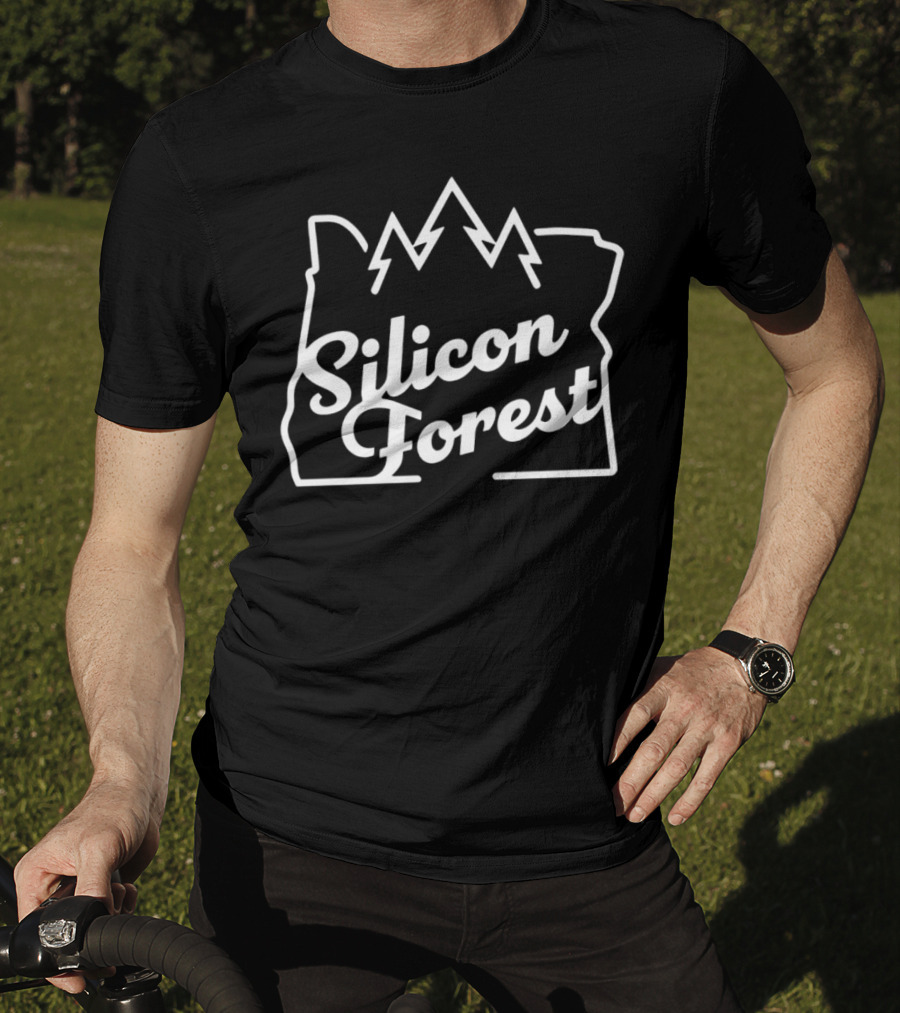 Silicon Forest Oregon State Outline With Trees T-Shirt