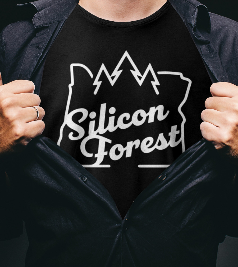 Silicon Forest Oregon State Outline With Trees T-Shirt