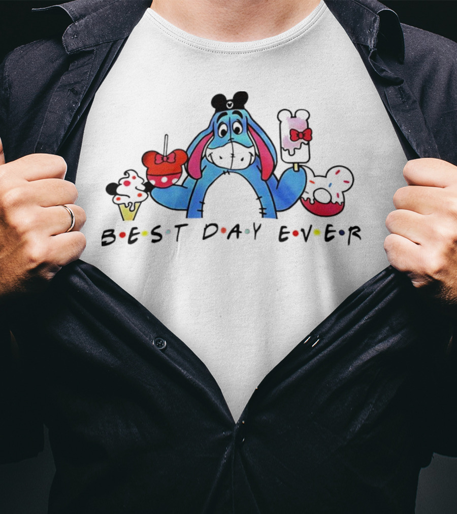 Eeyore Best Day Ever Disney Mouse Ears Cupcakes And Ice Cream T-Shirt
