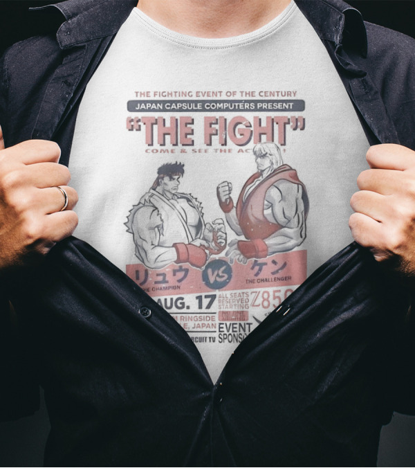 Japan Capsule Computers Present Ryu Vs Ken The Fight Of The Century Suzaku Castle August 17 T-Shirt