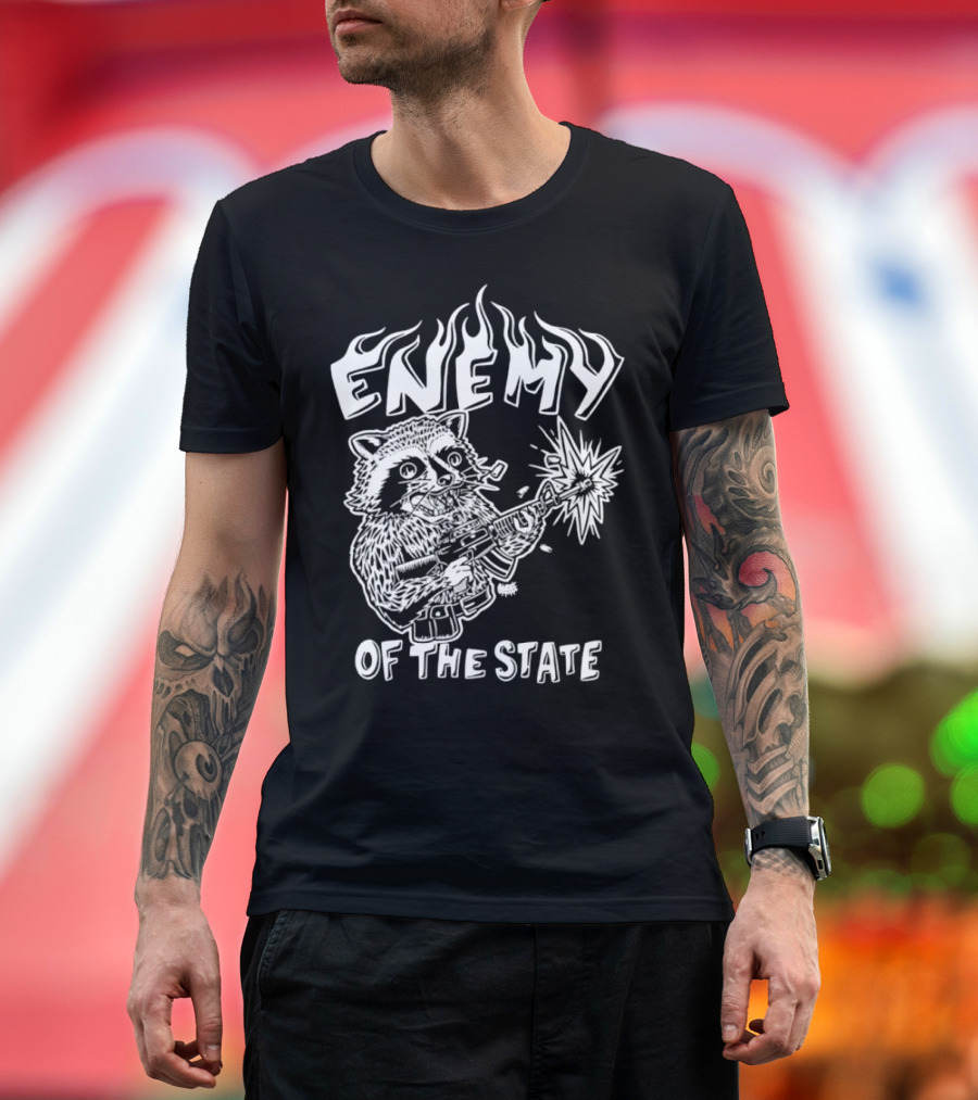 Enemy of the State Raccoon with Gun Olafh Ace T-Shirt