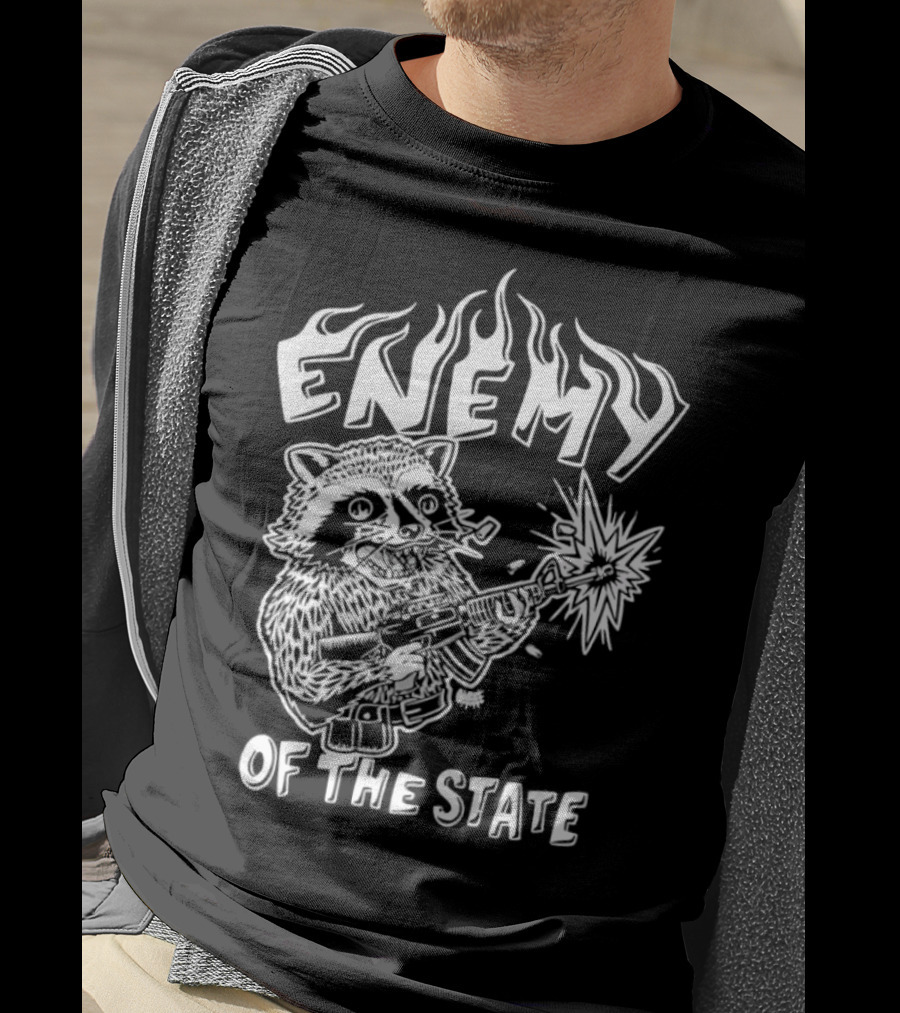 Enemy Of The State Raccoon With Gun Olafh Ace T-Shirt