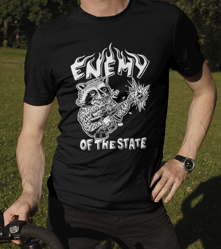 Enemy Of The State Raccoon With Gun Olafh Ace T-Shirt