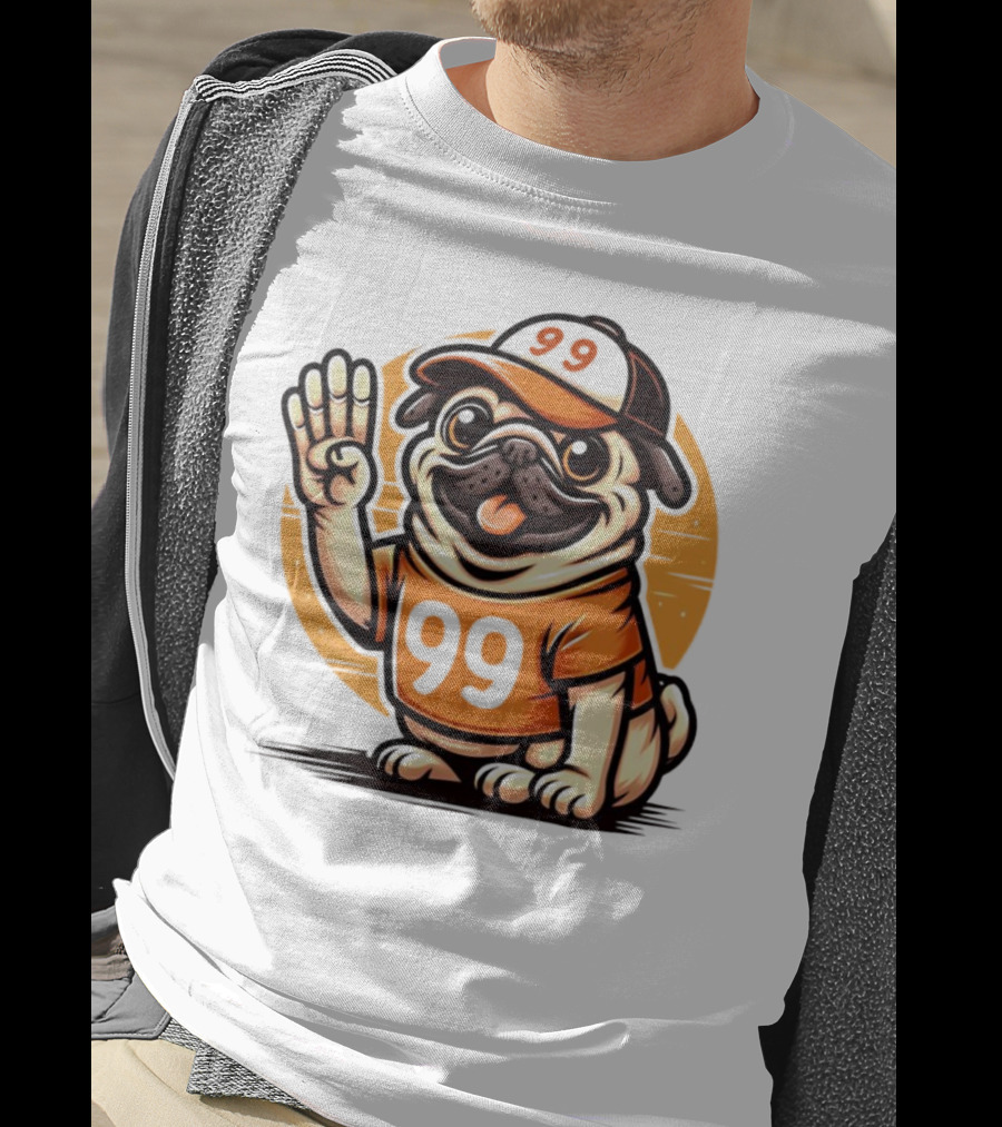 99 Pug Dog Sports Cap And Jersey With Number T-Shirt