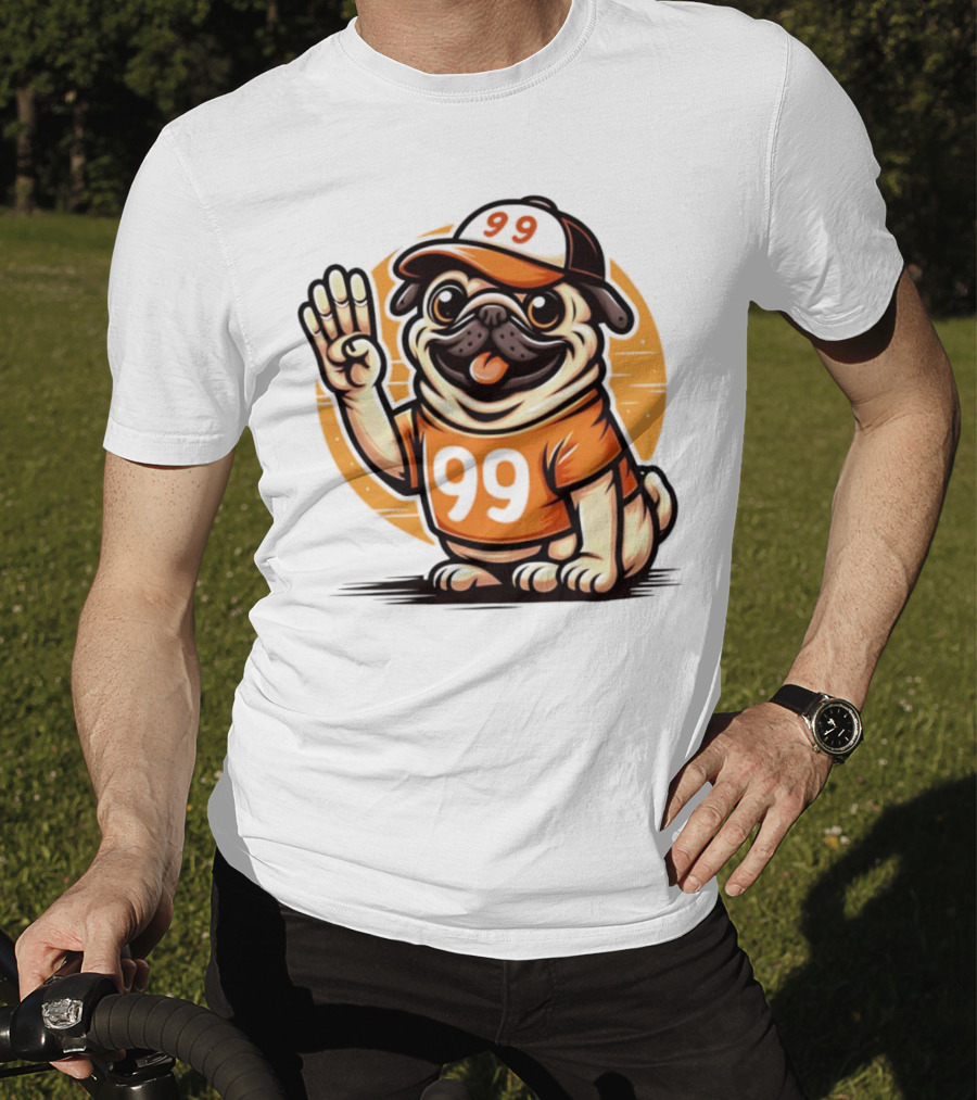 99 Pug Dog Sports Cap And Jersey With Number T-Shirt