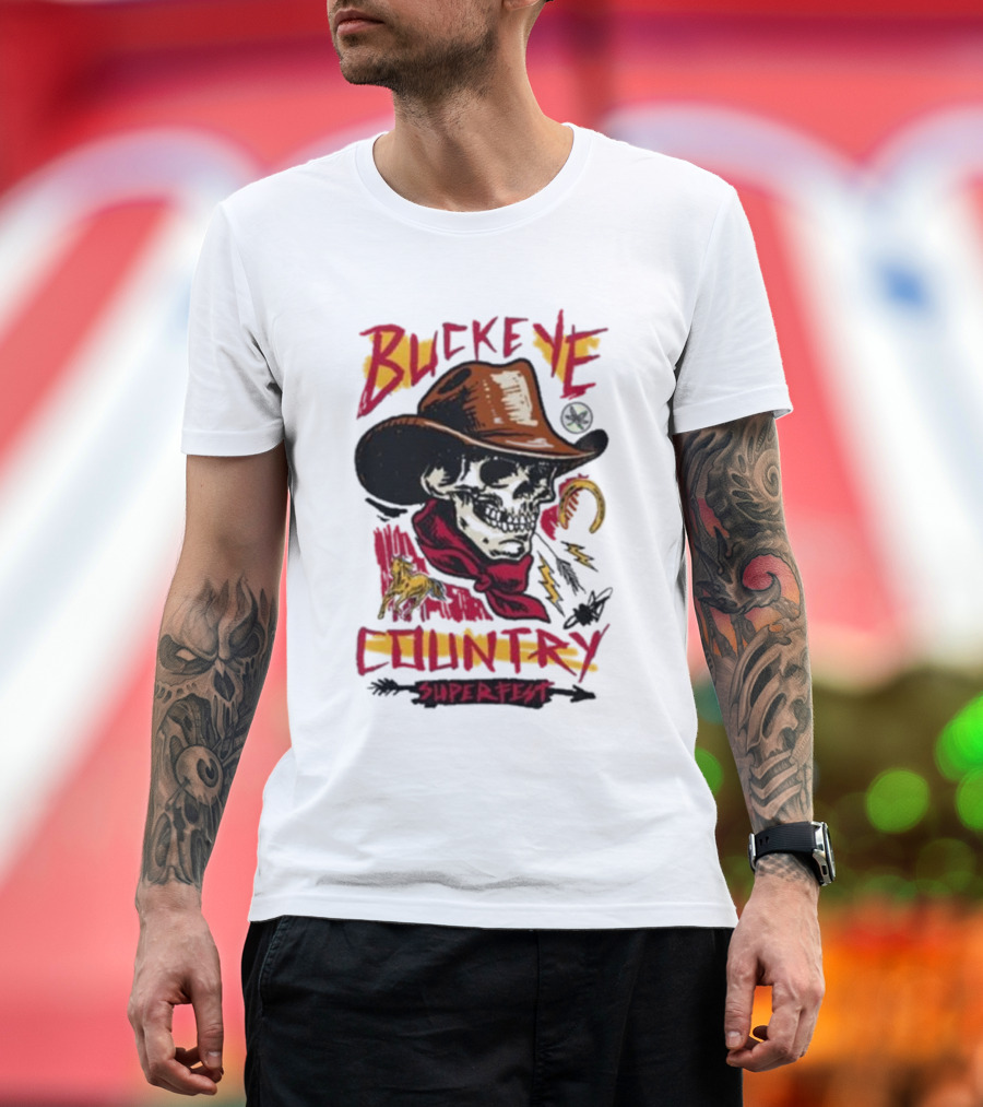 Buckeye Country Superfest Skeleton Cowboy With Horse And Lasso T-Shirt