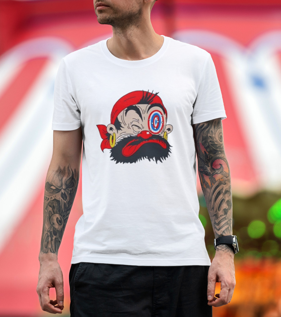 Popeye The Sailor Man Bluto Sindbad Face Close-Up Red Bandana Gold Earrings T-Shirt