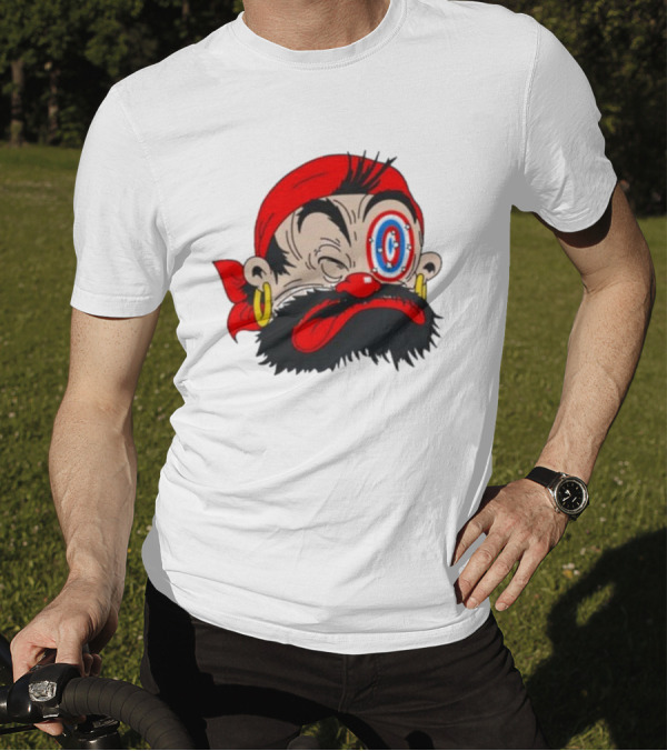 Popeye The Sailor Man Bluto Sindbad Face Close-Up Red Bandana Gold Earrings T-Shirt