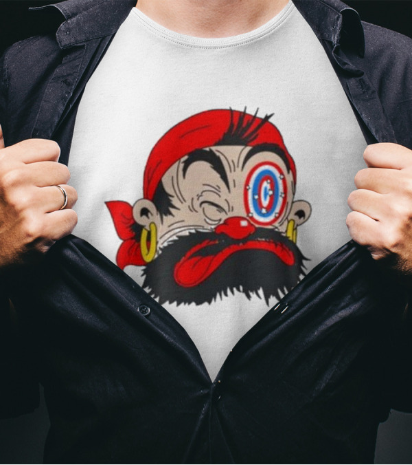 Popeye The Sailor Man Bluto Sindbad Face Close-Up Red Bandana Gold Earrings T-Shirt