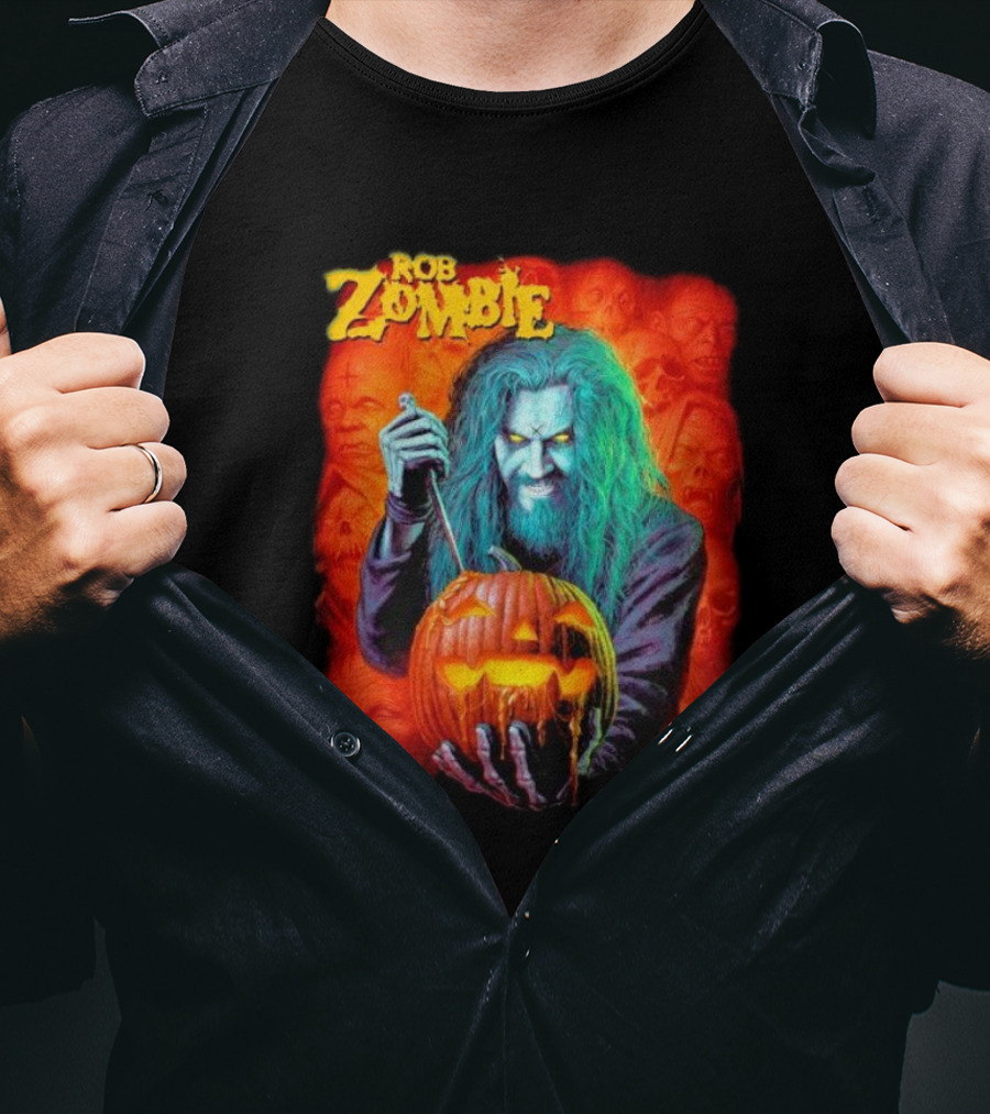 Rob Zombie Hellbilly Deluxe Halloween Pumpkin Horror T-Shirt
