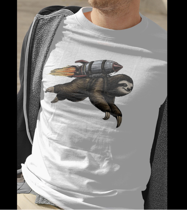 Sloth With Rocket-Powered Jetpack In Flight T-Shirt