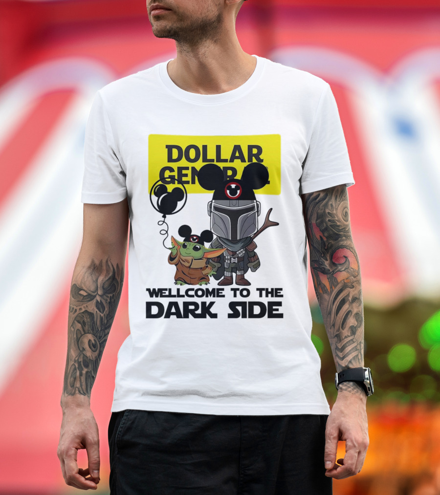 Dollar General Welcome to the Dark Side with Baby Yoda and Mandalorian Mickey Ears T-Shirt