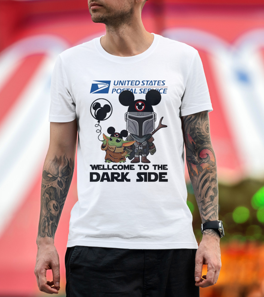 United States Postal Service Welcome to the Dark Side with Baby Yoda and The Mandalorian Mickey Ears T-Shirt