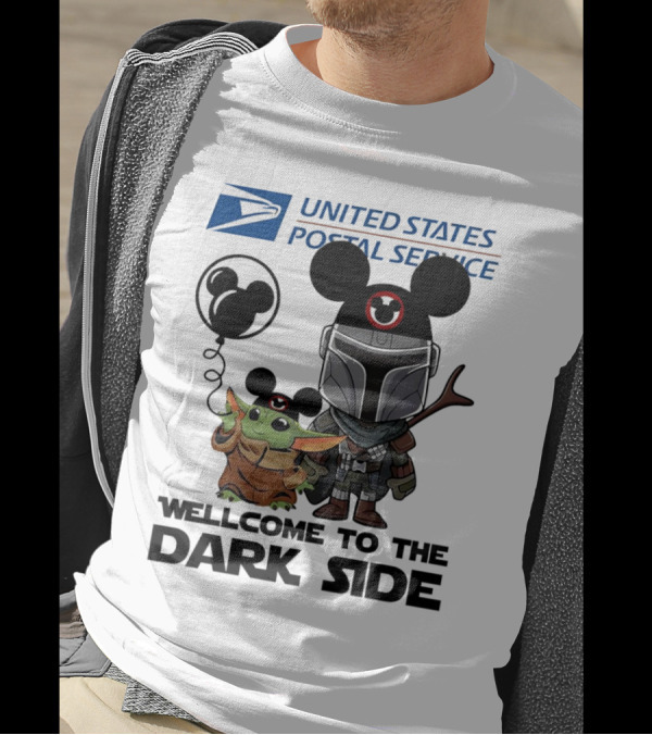 United States Postal Service Welcome To The Dark Side With Baby Yoda And The Mandalorian Mickey Ears T-Shirt