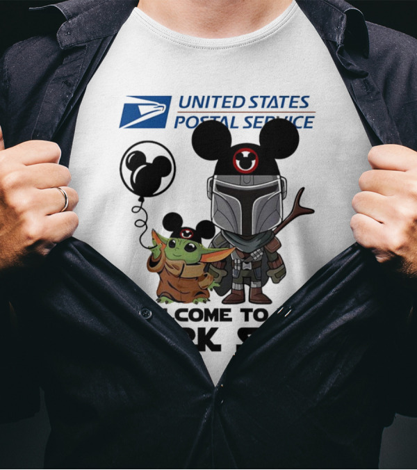 United States Postal Service Welcome To The Dark Side With Baby Yoda And The Mandalorian Mickey Ears T-Shirt