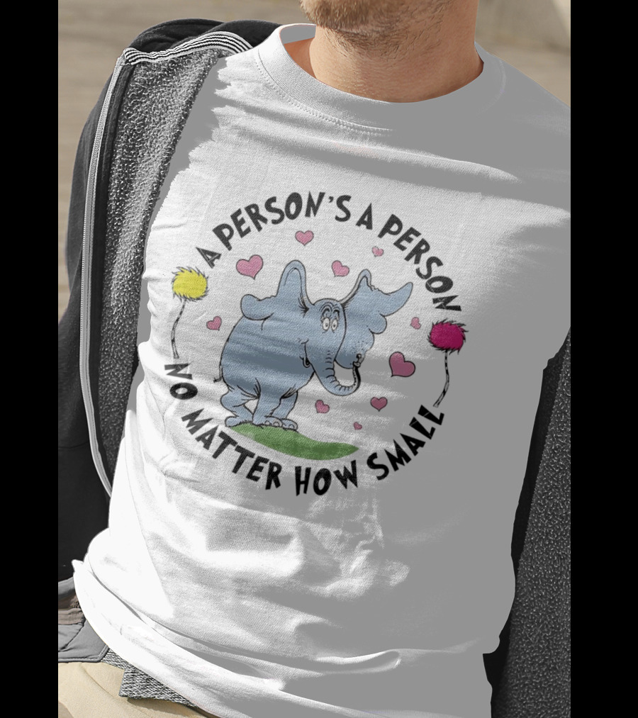 A Person's A Person No Matter How Small Elephant With Pink Hearts And Yellow Pink Flowers T-Shirt