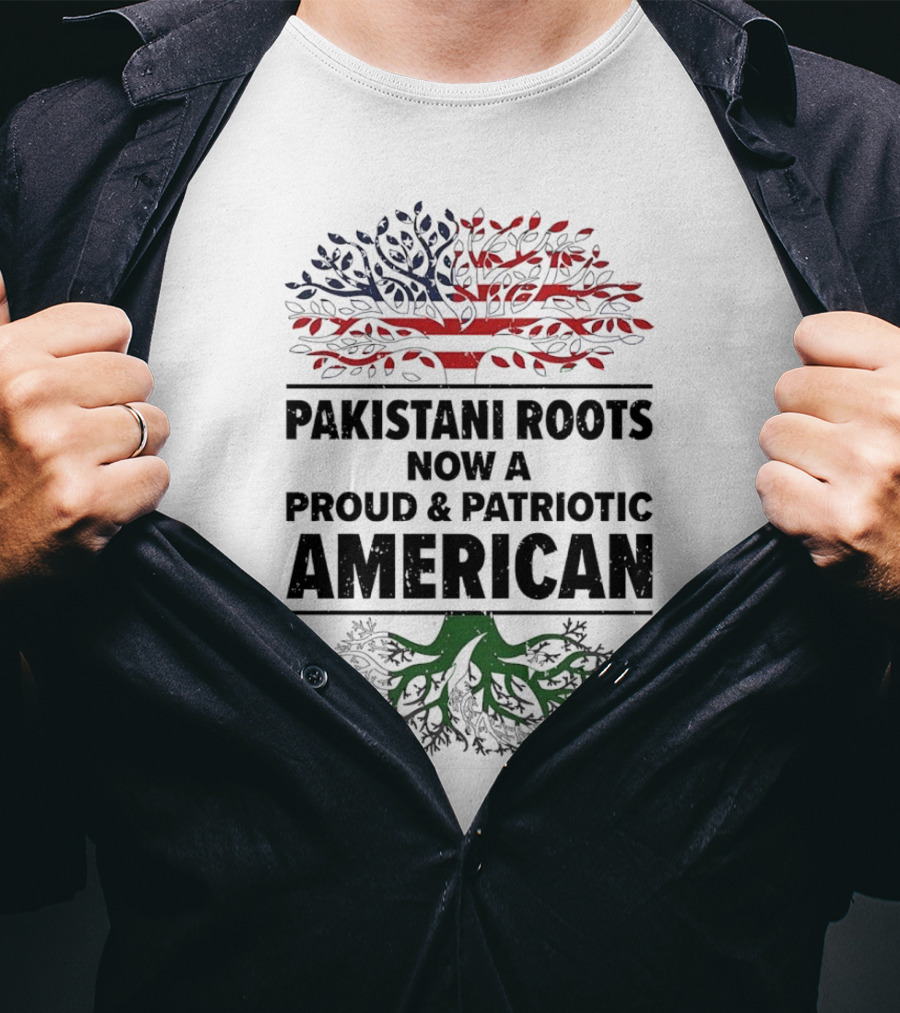 Pakistani Roots With Proud Patriotic American Flag Symbolism T-Shirt