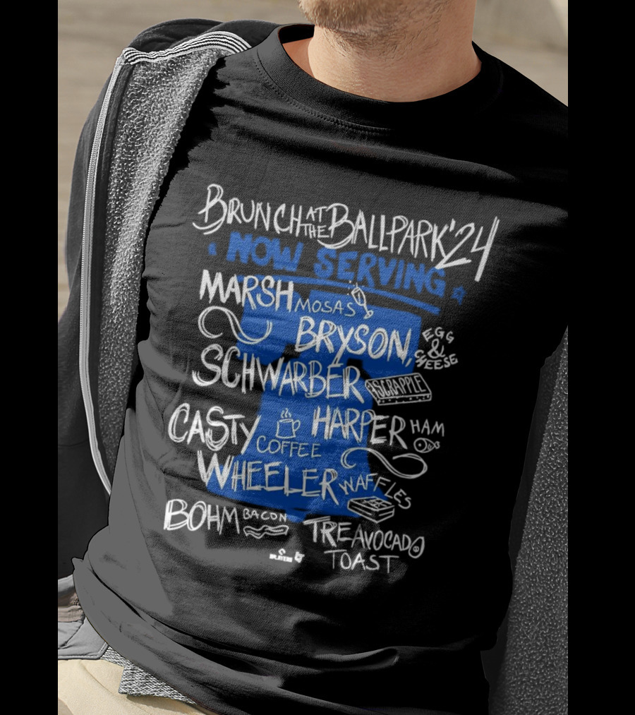 Brunch At The Ballpark 24 Now Serving Marshmosa Bryson Schwarber Bohm Avocado Toast Wheeler Waffles Harper Ham T-Shirt