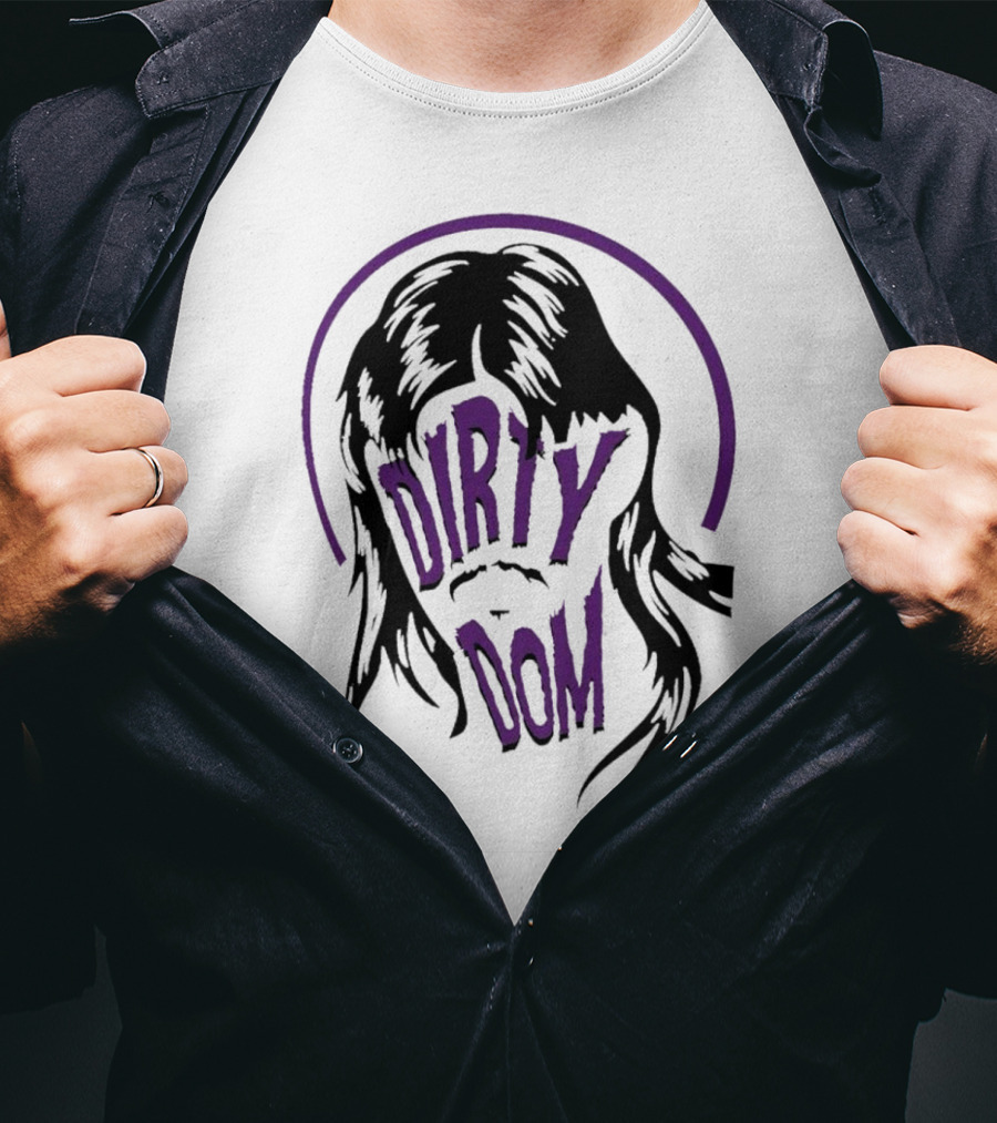 Dirty Dom Mullet Retro Style Black And Purple T-Shirt