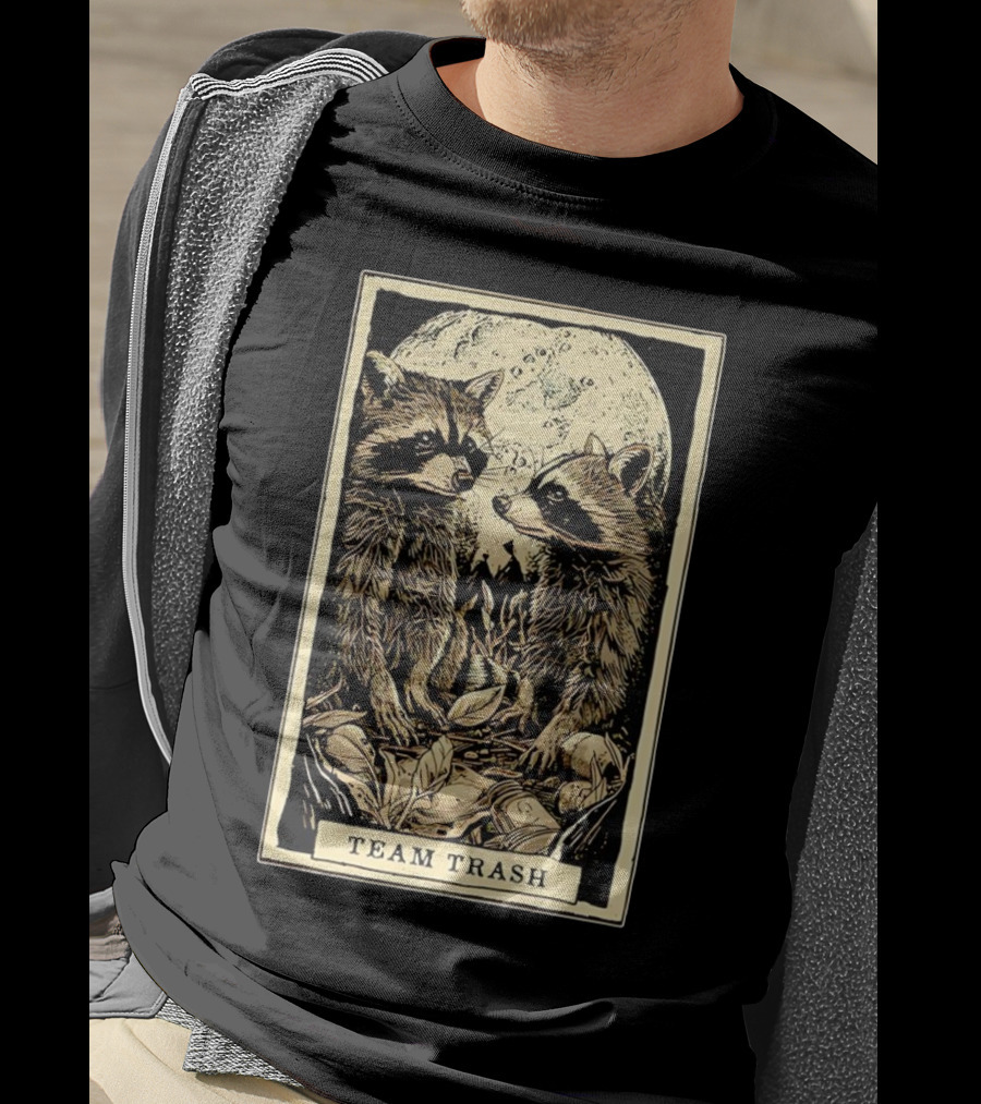 Raccoon Team Trash Tarot Card Moon T-Shirt