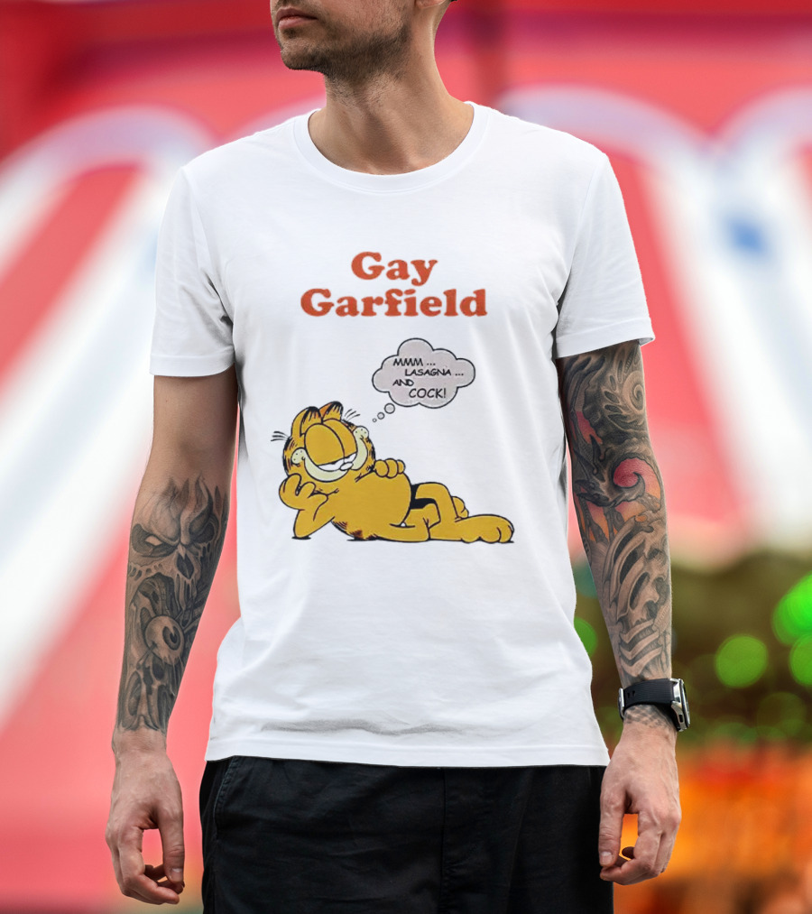 Gay Garfield Mmm Lasagna And Cock Meme T-Shirt