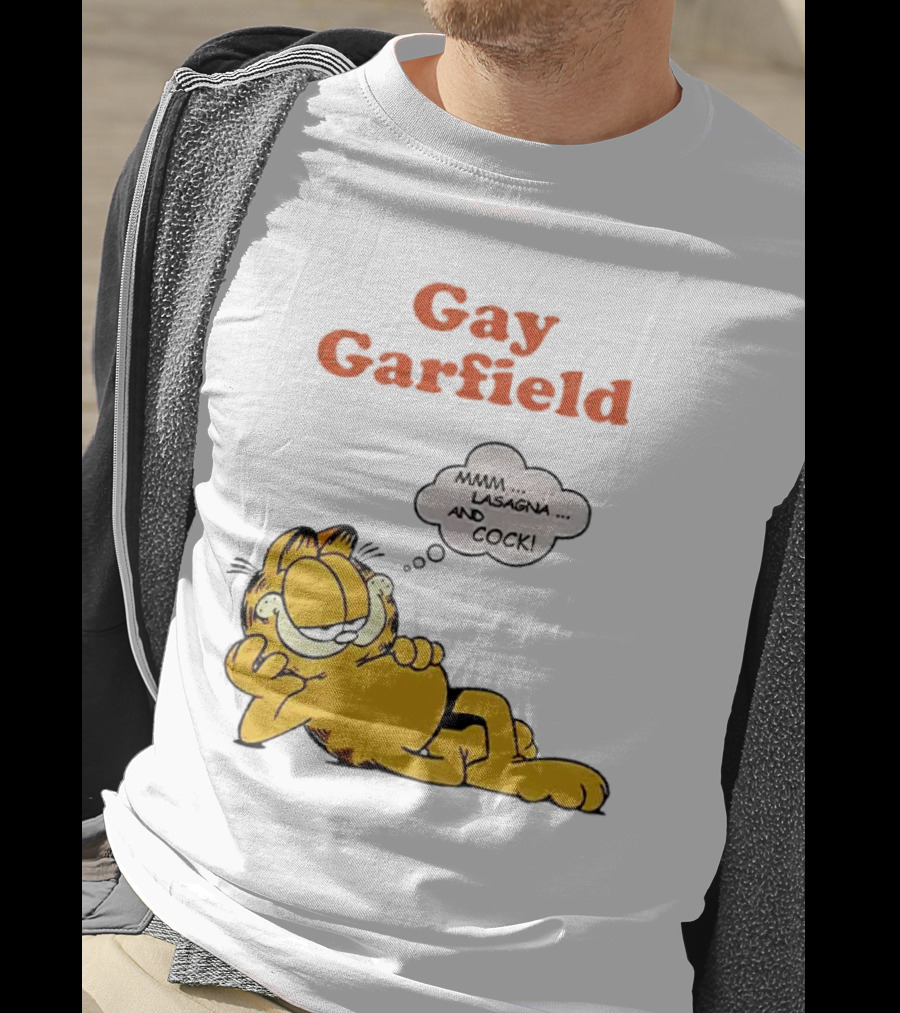 Gay Garfield Mmm Lasagna And Cock Meme T-Shirt