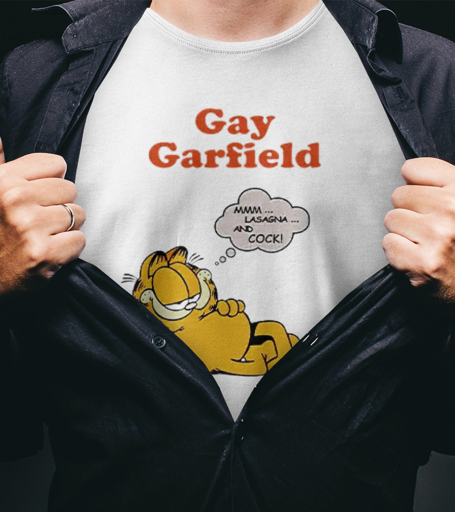 Gay Garfield Mmm Lasagna And Cock Meme T-Shirt