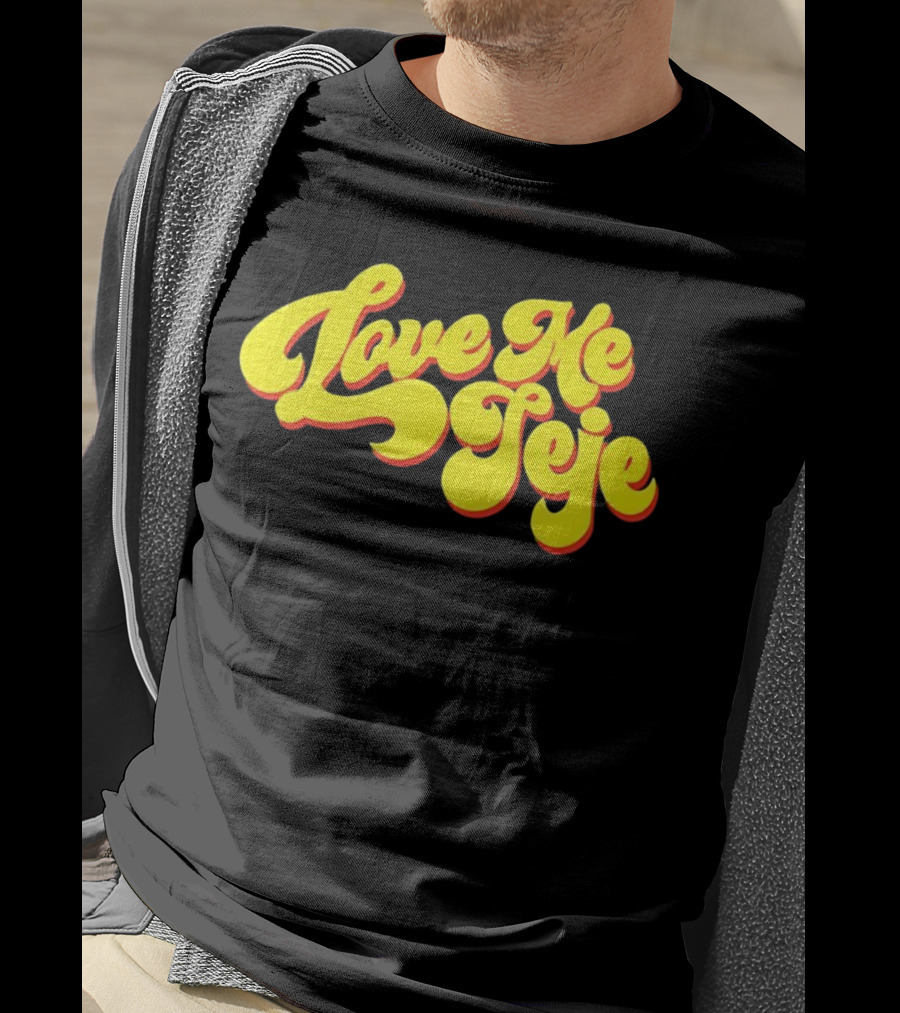 Love Me Jeje Retro Style Text Yellow And Red Groovy Font T-Shirt