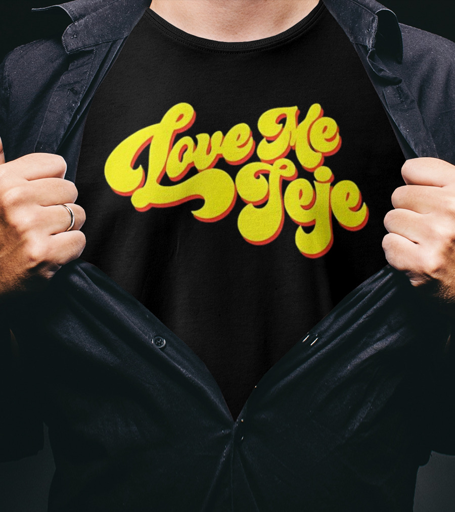 Love Me Jeje Retro Style Text Yellow And Red Groovy Font T-Shirt