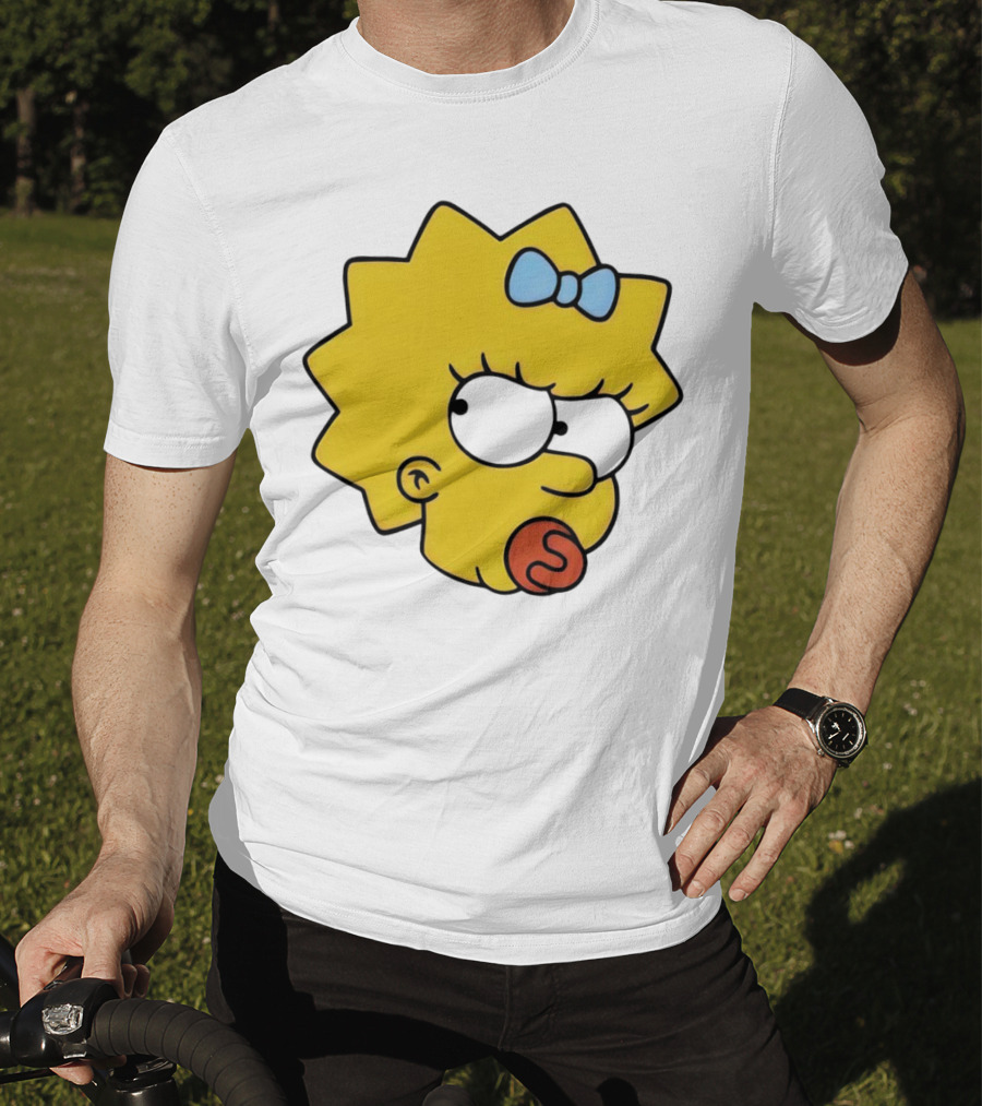 Manicita The Simpsons Maggie Angry Face With Pacifier And Bow T-Shirt