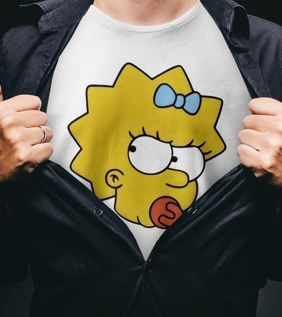 Manicita The Simpsons Maggie Angry Face With Pacifier And Bow T-Shirt