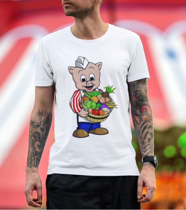 Premium T-Shirt: Piggly Wiggly Palmetto Pig with Basket of Fresh Vegetables T-Shirt Piggly Wiggly Palmetto Pig with Basket of Fresh Vegetables T-Shirt
