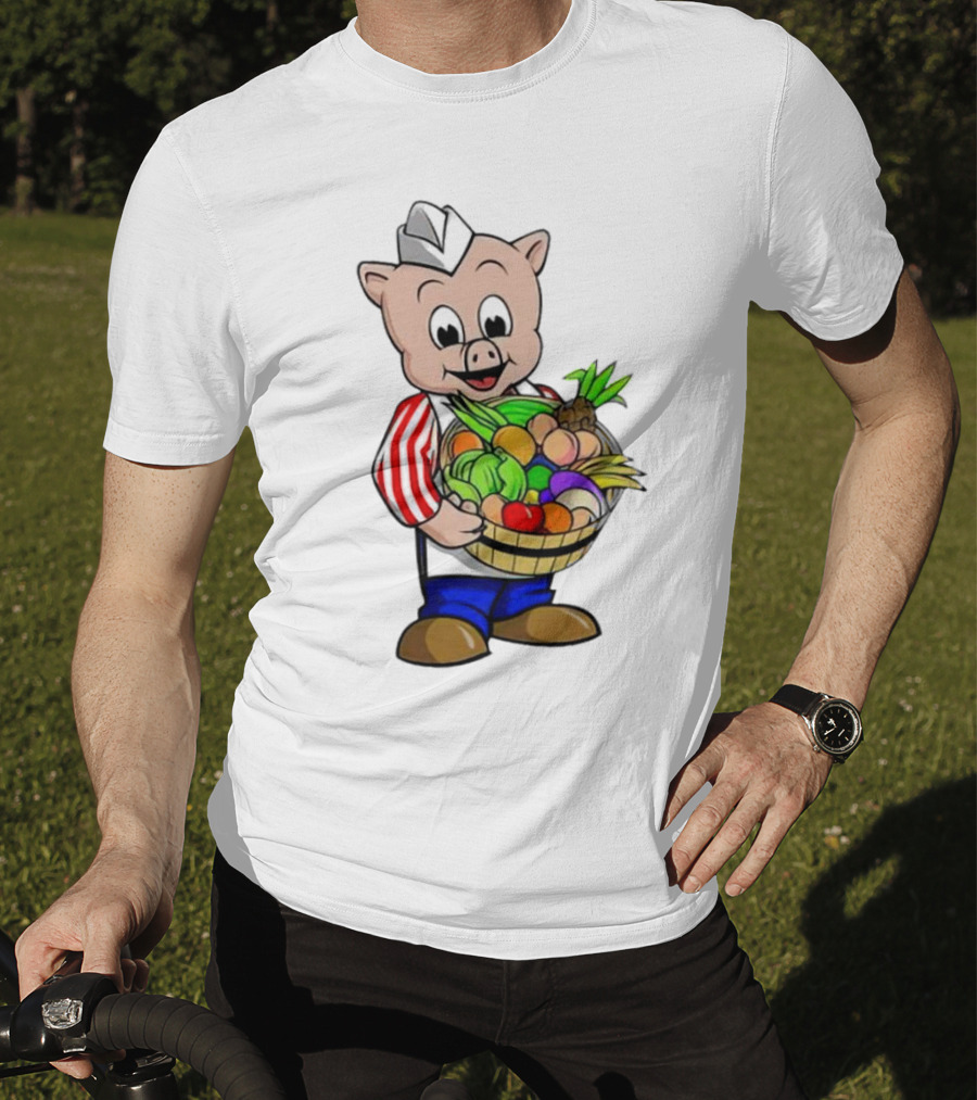 Piggly Wiggly Palmetto Pig With Basket Of Fresh Vegetables T-Shirt