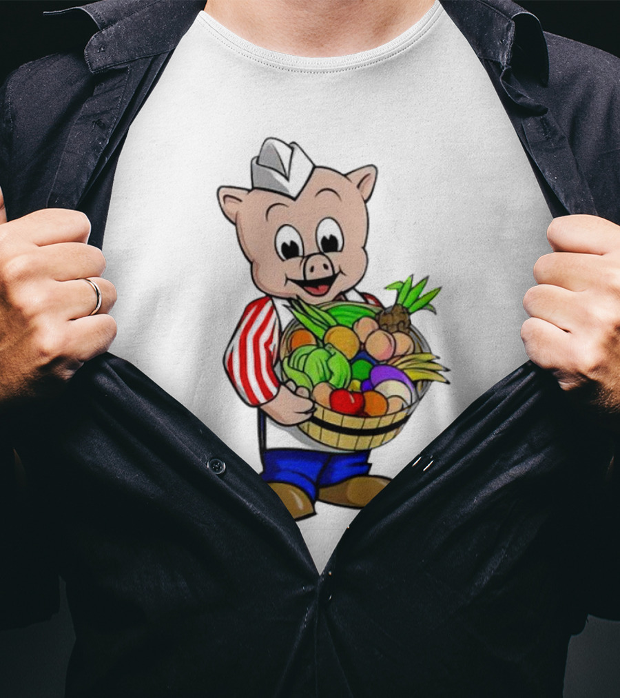 Piggly Wiggly Palmetto Pig With Basket Of Fresh Vegetables T-Shirt