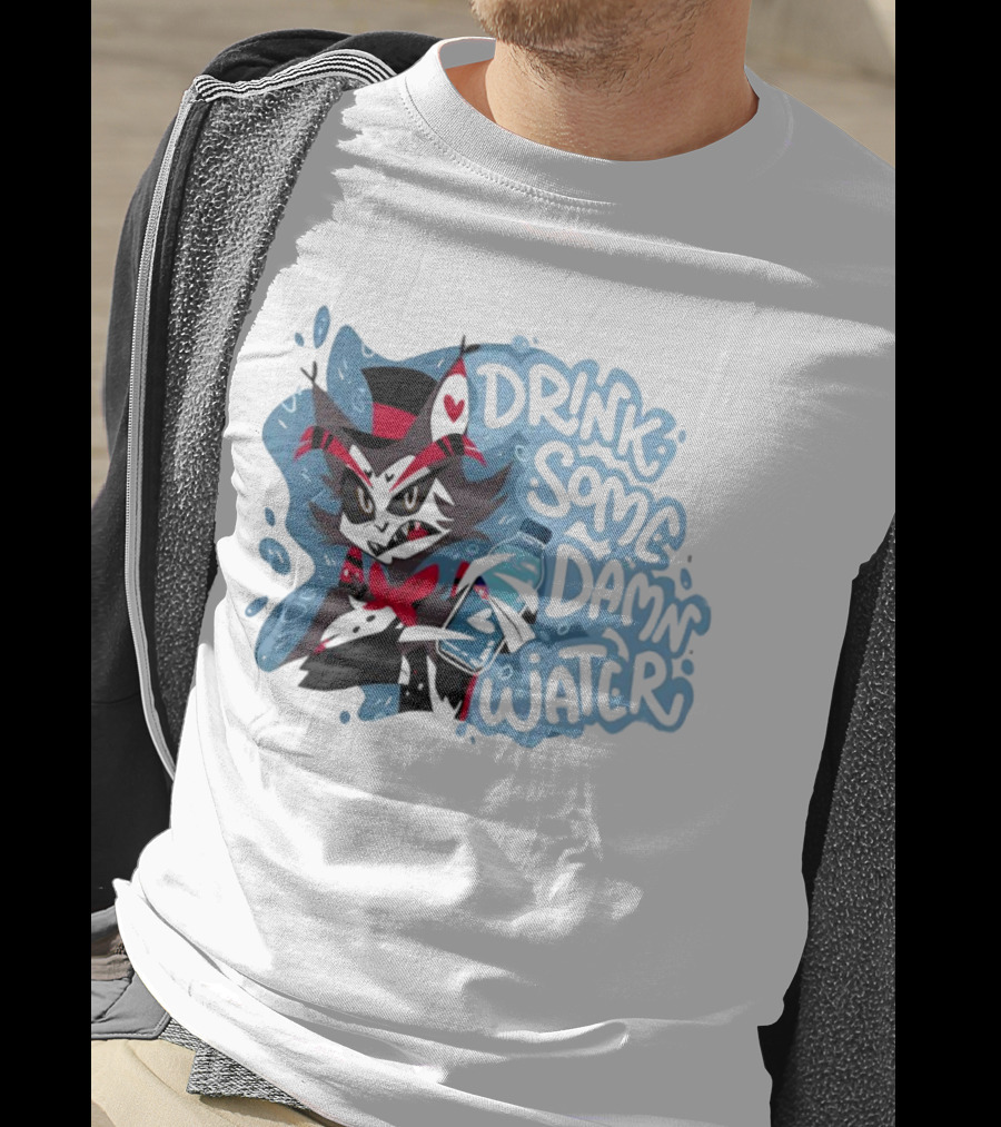 Drink Some Damn Water Wolf Holding Bottle T-Shirt