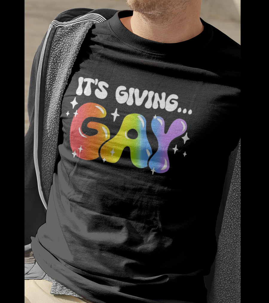 It's Giving Gay Pride Rainbow Sparkles T-Shirt