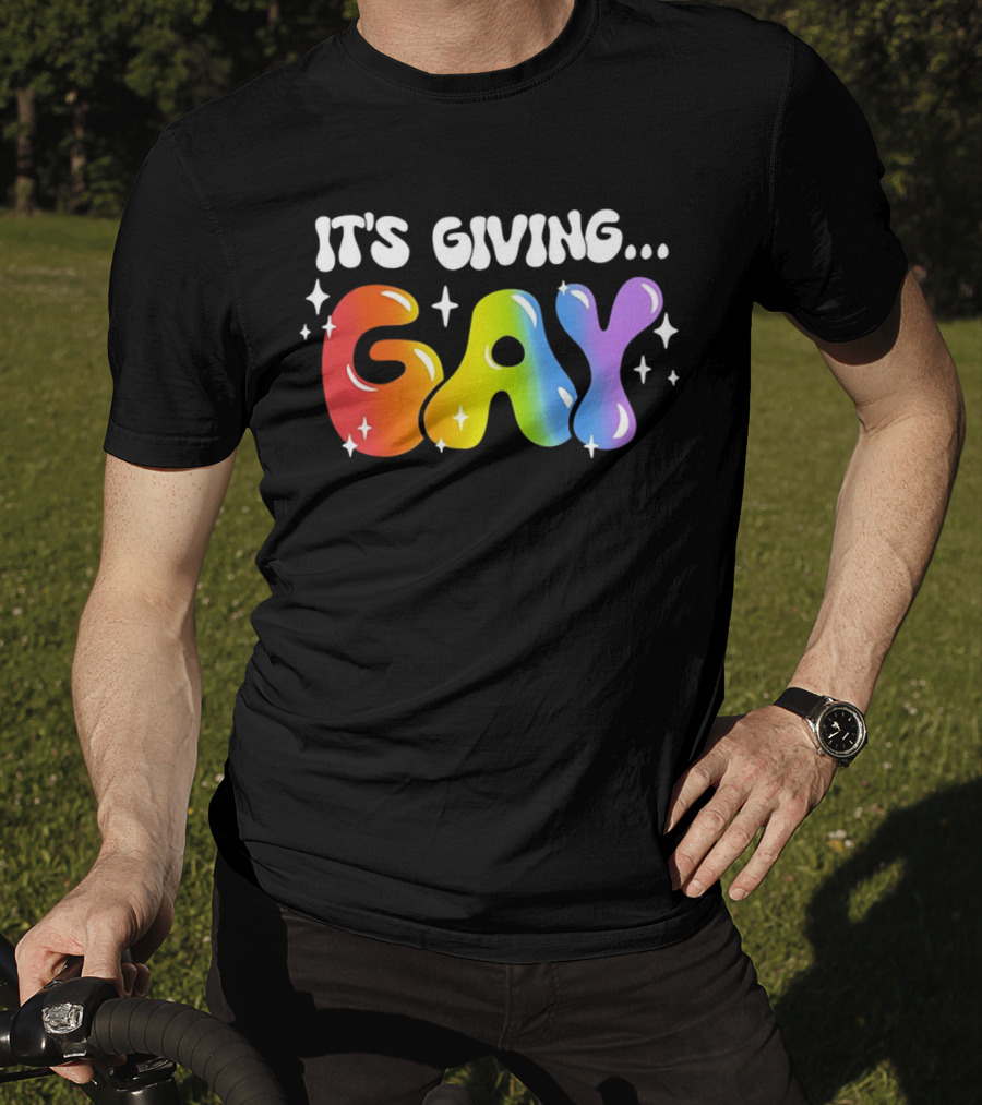 It's Giving Gay Pride Rainbow Sparkles T-Shirt