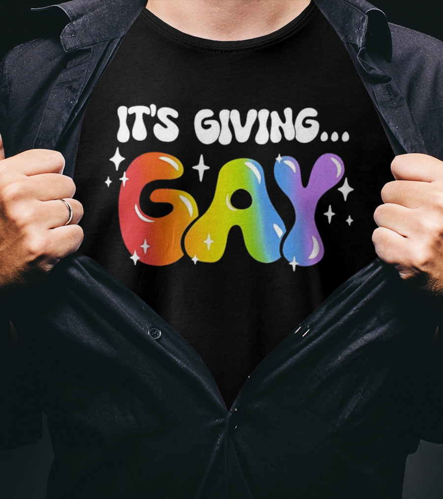 It's Giving Gay Pride Rainbow Sparkles T-Shirt
