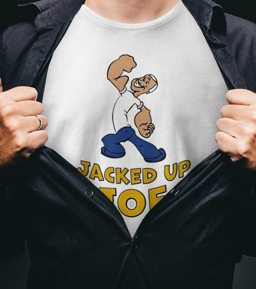 Jacked Up Joe Cartoon Flexing Character T-Shirt