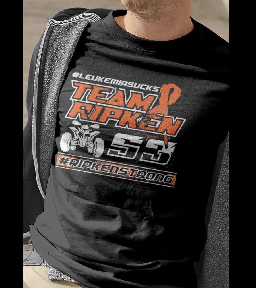 LeukemiaSucks Team Ripken 53 #RipkenStrong Orange Ribbon Quad Bike T-Shirt